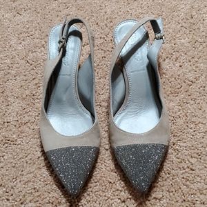 Beige and Silver heels